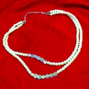 Paparazzi Accessories White Beaded Necklace with Oil Spill Beads